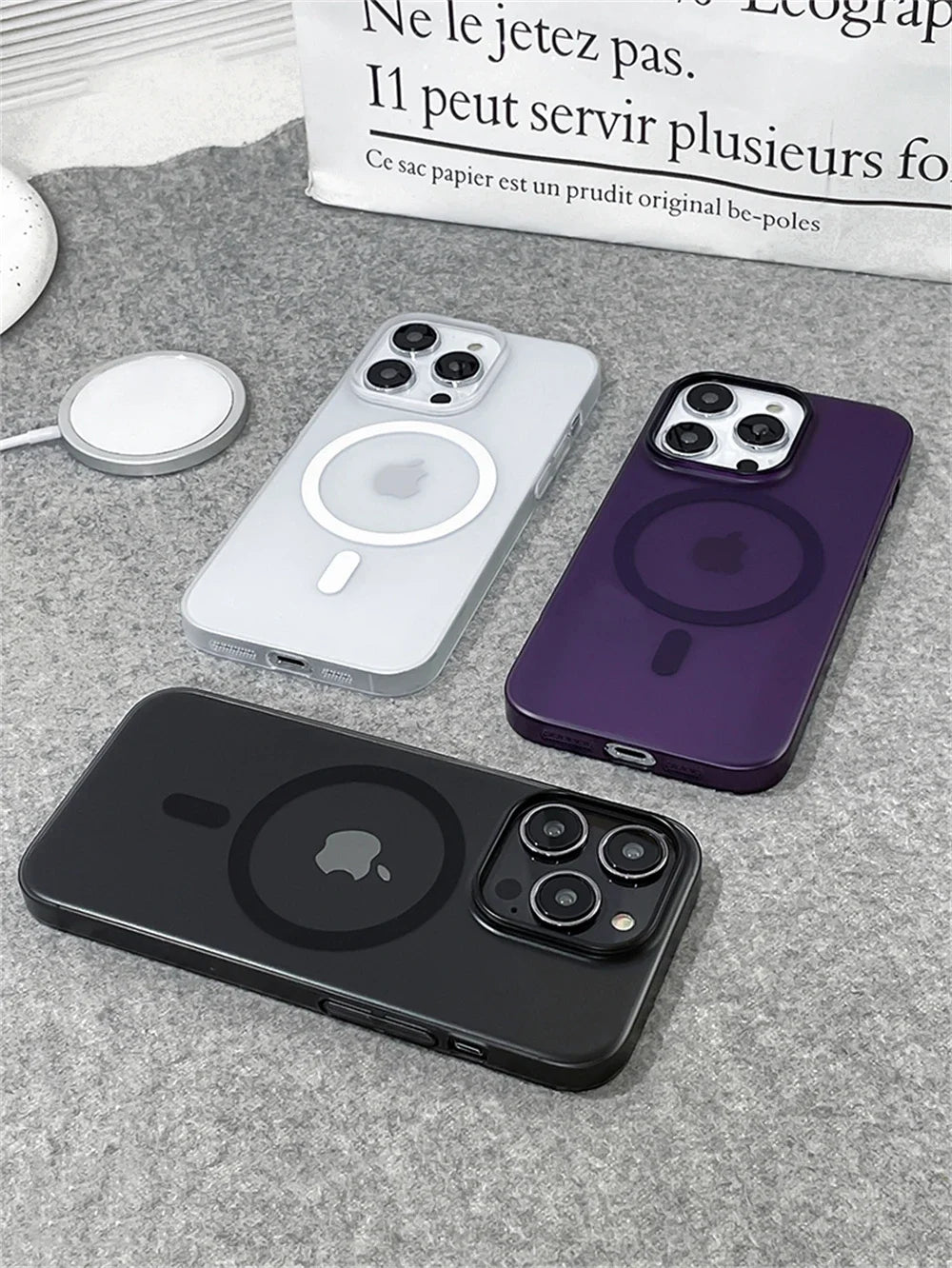 Étui magnétique ultrafin et transparent pour iPhone