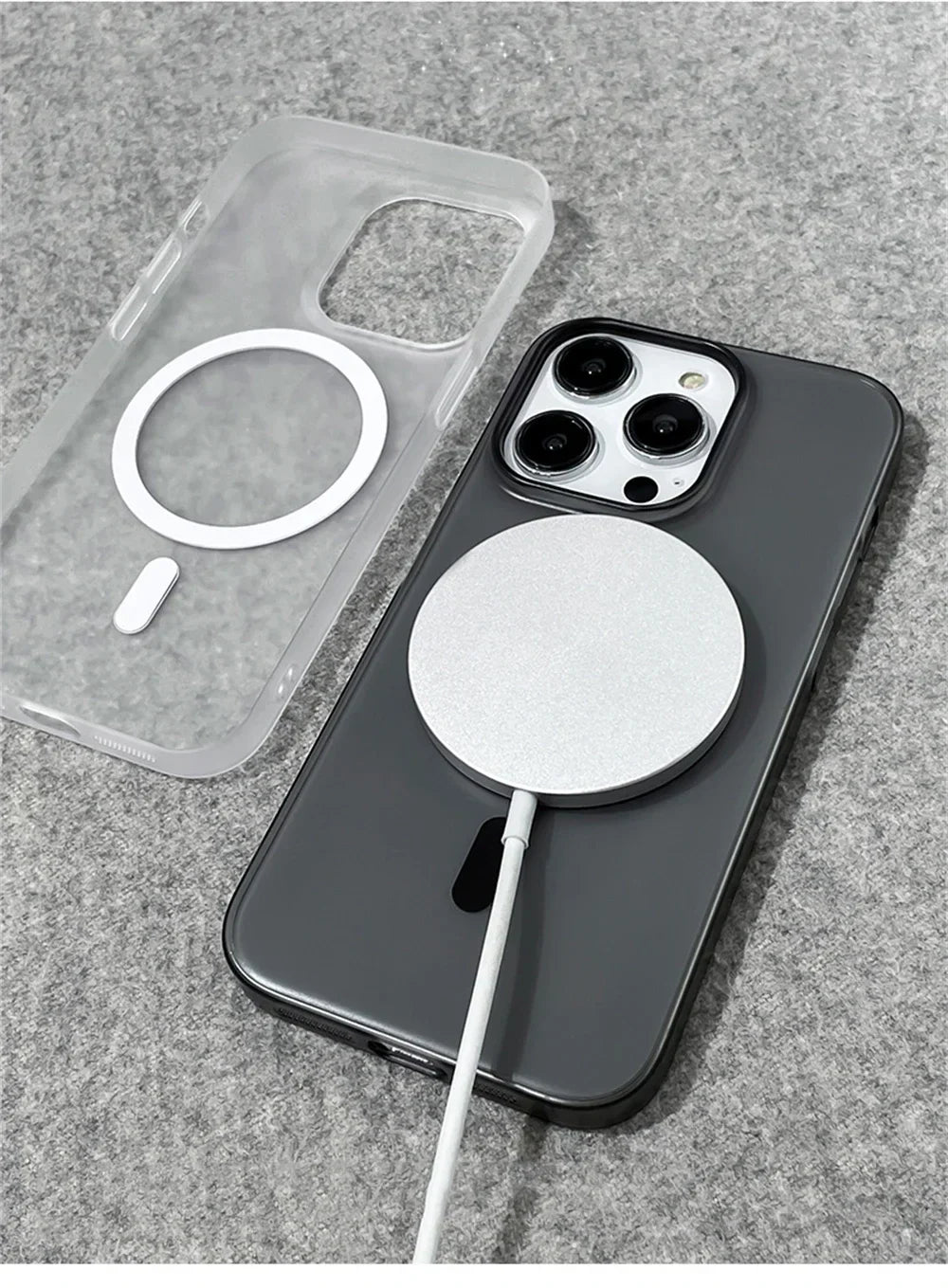 Étui magnétique ultrafin et transparent pour iPhone