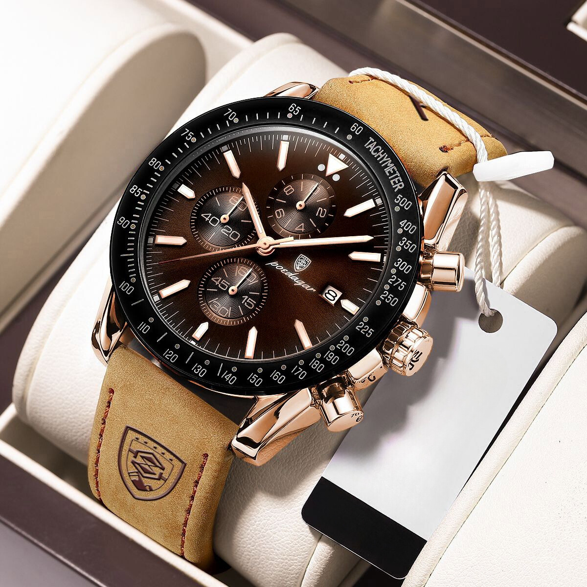 Montre chronographe à date lumineuse