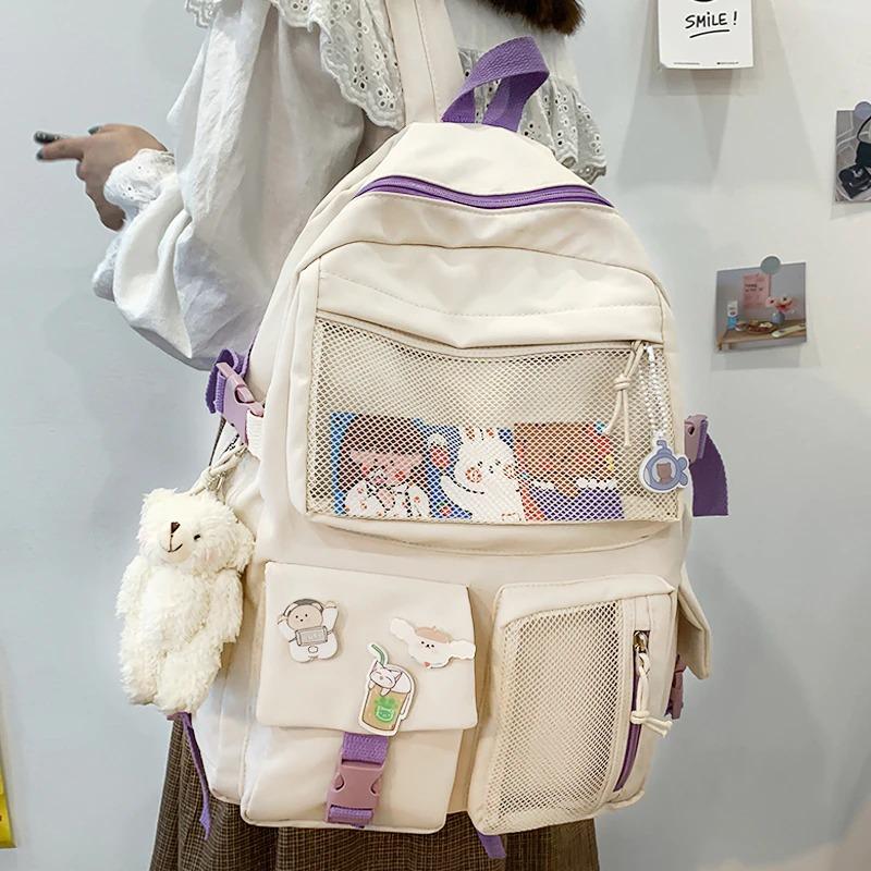 Grand sac à dos en toile multi-poches