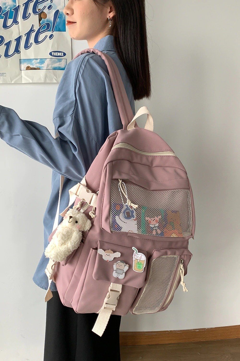 Grand sac à dos en toile multi-poches