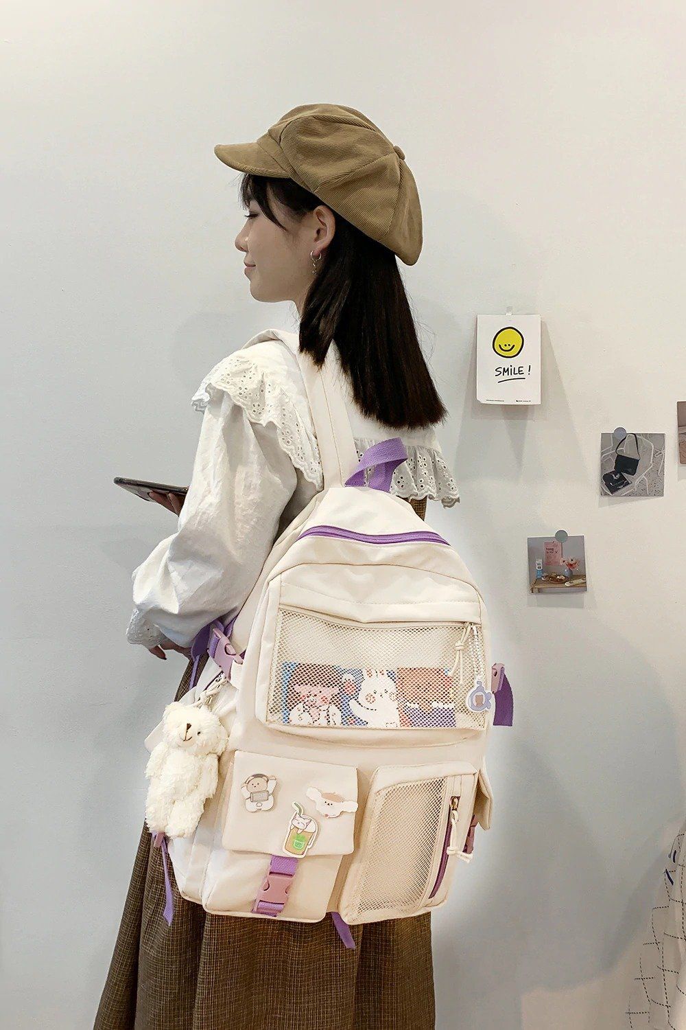 Grand sac à dos en toile multi-poches