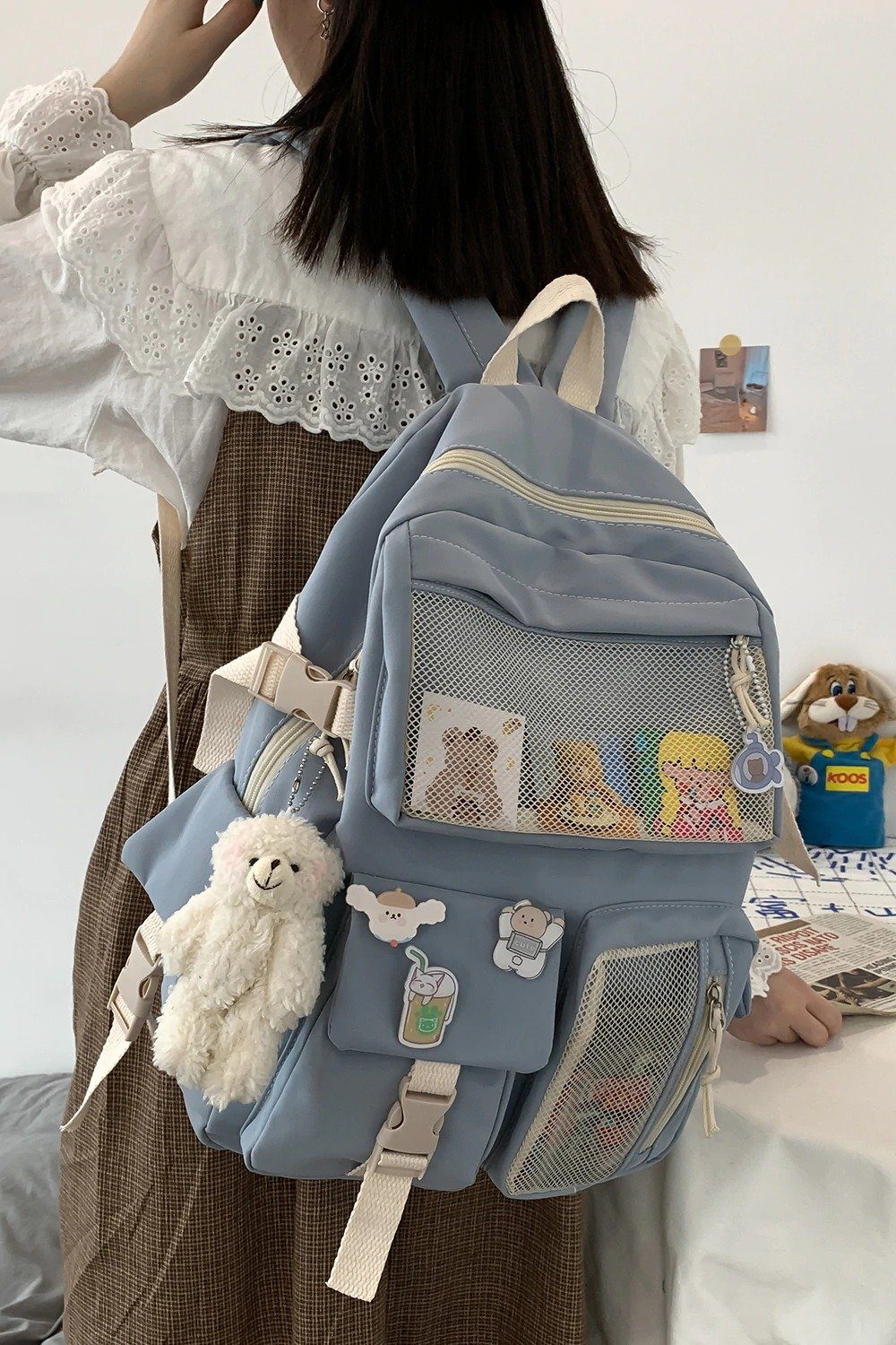 Grand sac à dos en toile multi-poches