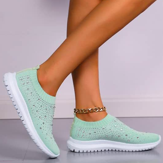 Chaussures de marche gaufrées en cristal pour femmes