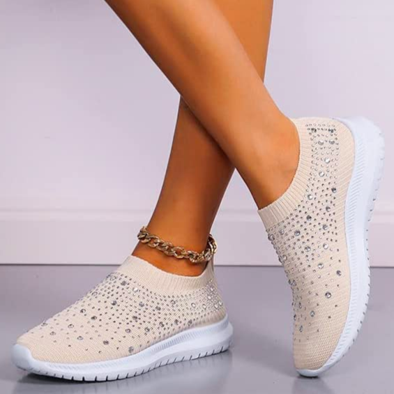 Chaussures de marche gaufrées en cristal pour femmes
