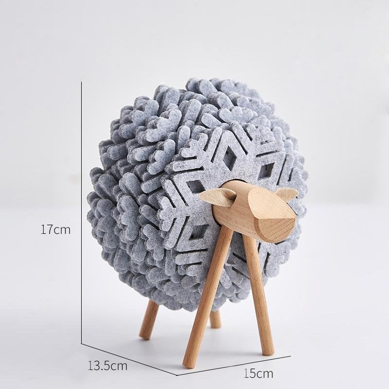 Renne/Mouton Décoration en bois faite à la main + Set de sous-verres en feutre 12 pièces
