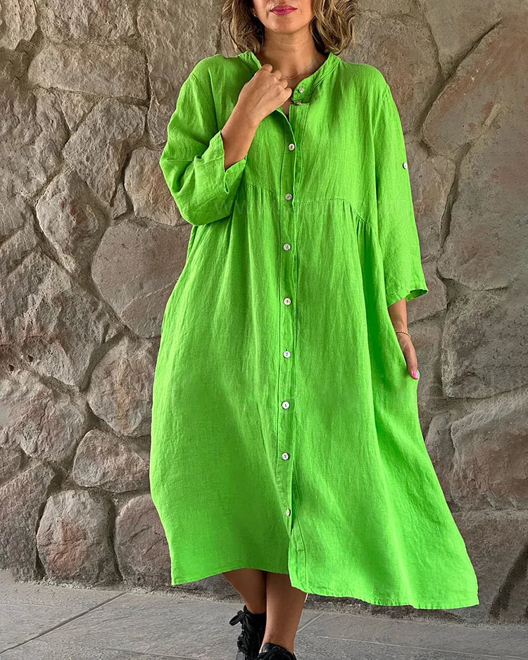 Delly - Robe chemise ample en coton et lin