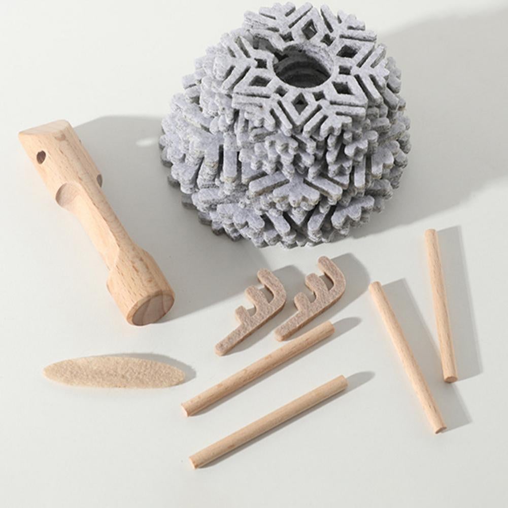 Renne/Mouton Décoration en bois faite à la main + Set de sous-verres en feutre 12 pièces