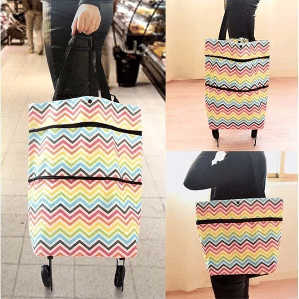 Sac trolley pliable 2 en 1 pour les courses