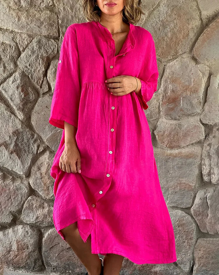 Delly - Robe chemise ample en coton et lin