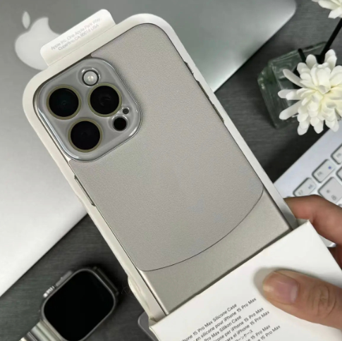 Étui pour iPhone en cuir velouté avec cadre métallique anti-chute