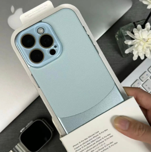 Étui pour iPhone en cuir velouté avec cadre métallique anti-chute