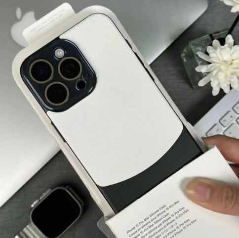 Étui pour iPhone en cuir velouté avec cadre métallique anti-chute