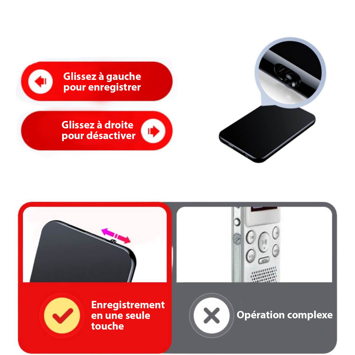 Mini enregistreur à microfonctions