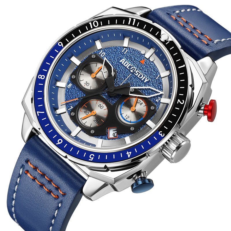 Montre à quartz de luxe, étanche, à chronographe et à sport