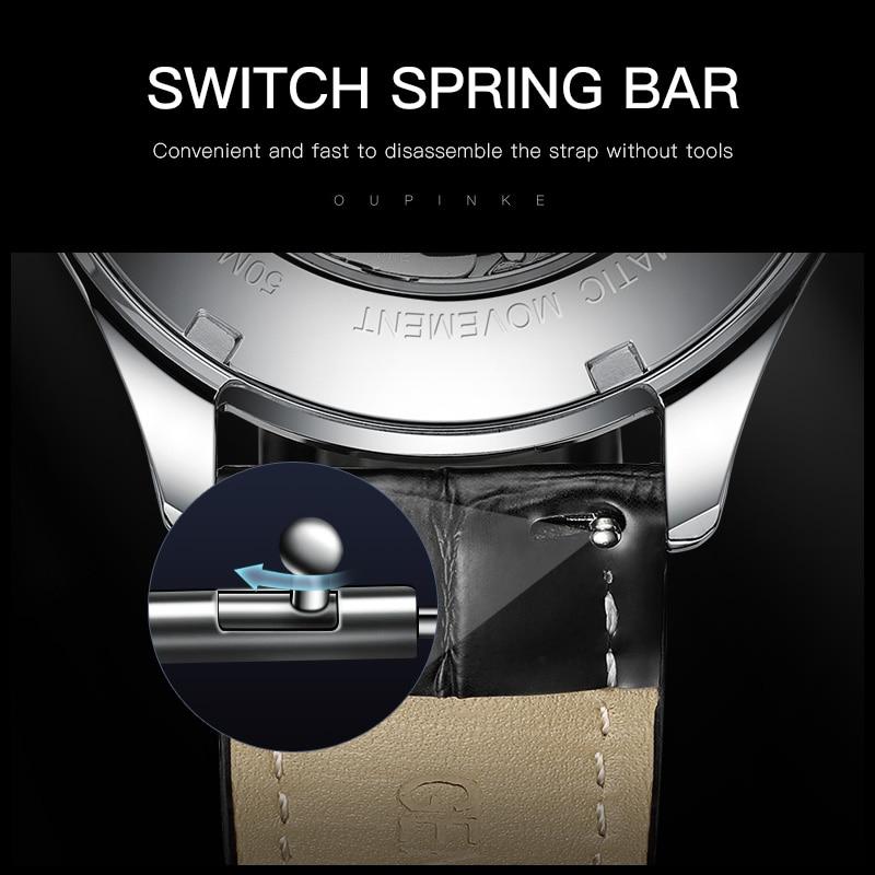 Montre mécanique automatique à bracelet en cuir