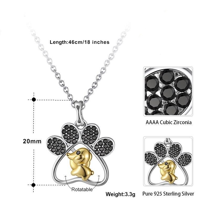 Collier en argent sterling avec pendentif patte de chien - Dog Savant