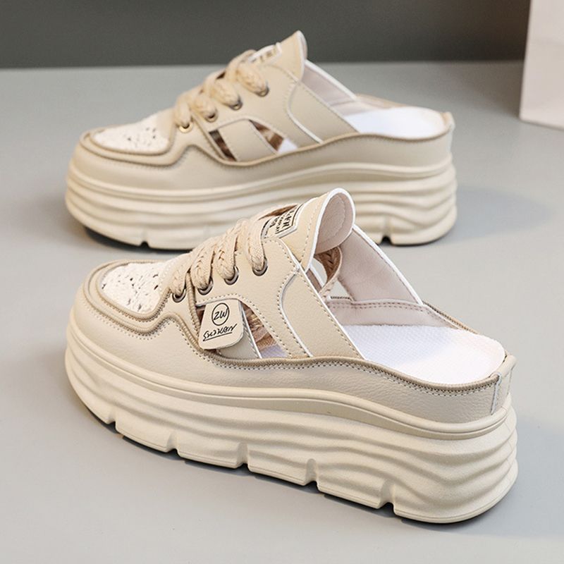 Chaussures respirantes légères à semelles épaisses et perforées pour femmes