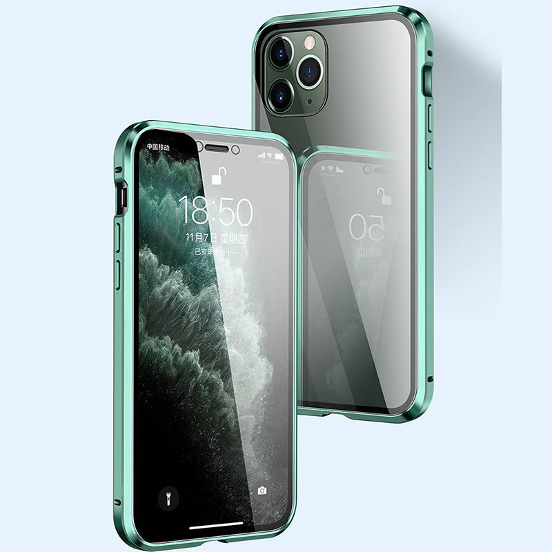 Coque de protection magnétique en verre à 360° pour iPhone