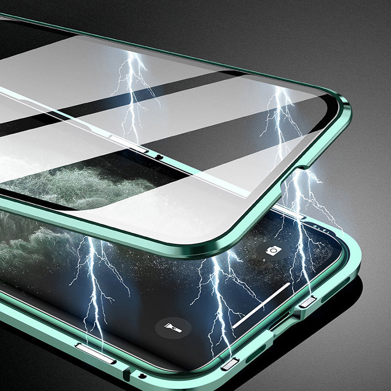 Coque de protection magnétique en verre à 360° pour iPhone