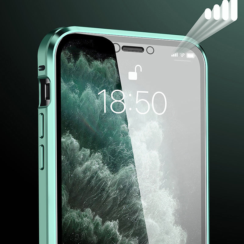 Coque de protection magnétique en verre à 360° pour iPhone