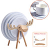 Renne/Mouton Décoration en bois faite à la main + Set de sous-verres en feutre 12 pièces