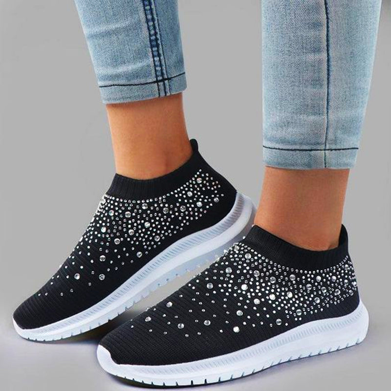 Chaussures de marche gaufrées en cristal pour femmes