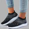 Chaussures de marche gaufrées en cristal pour femmes