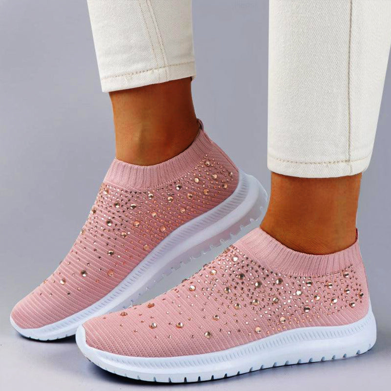 Chaussures de marche gaufrées en cristal pour femmes