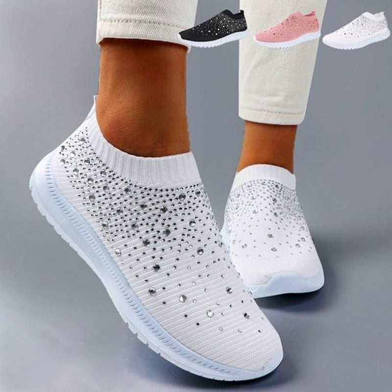 Chaussures de marche gaufrées en cristal pour femmes